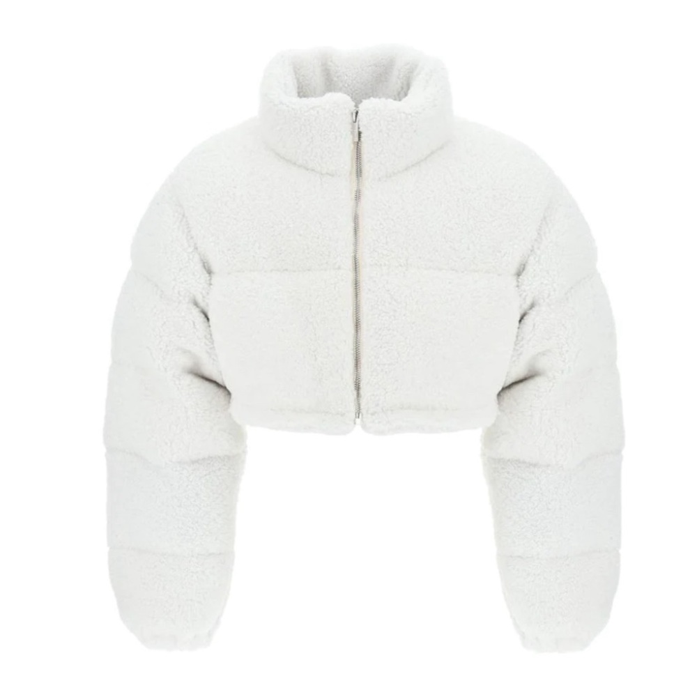 Vetements White Cropped Shearling Jacket